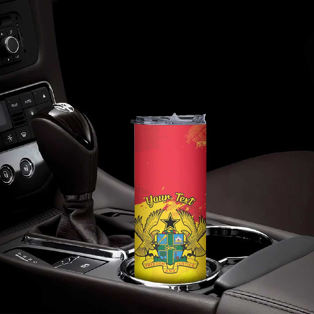 Personalized Ghana Republic Day Skinny Tumbler Black Star Square - Grunge Style