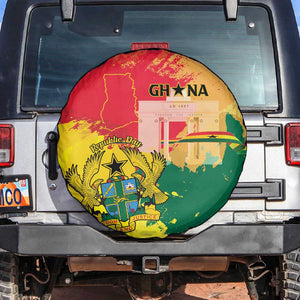Ghana Republic Day Spare Tire Cover Black Star Square - Grunge Style