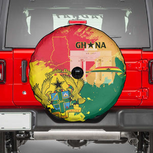 Ghana Republic Day Spare Tire Cover Black Star Square - Grunge Style