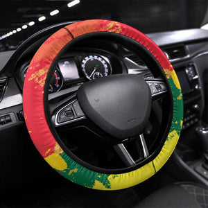 Ghana Republic Day Steering Wheel Cover Black Star Square - Grunge Style