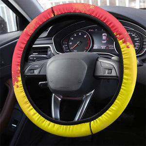Ghana Republic Day Steering Wheel Cover Black Star Square - Grunge Style