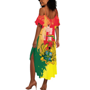 Personalized Ghana Republic Day Summer Maxi Dress Black Star Square - Grunge Style
