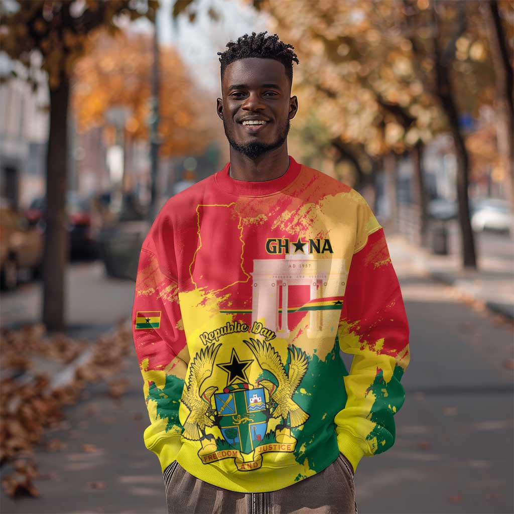 Personalized Ghana Republic Day Sweatshirt Black Star Square - Grunge Style
