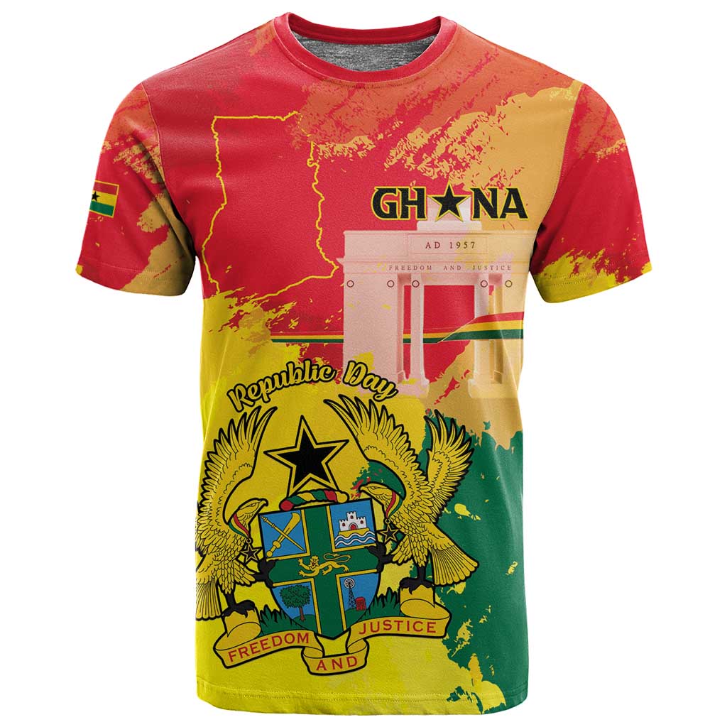 Personalized Ghana Republic Day T shirt Black Star Square - Grunge Style