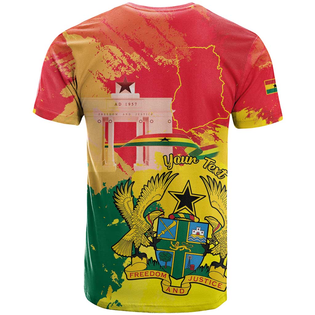 Personalized Ghana Republic Day T shirt Black Star Square - Grunge Style
