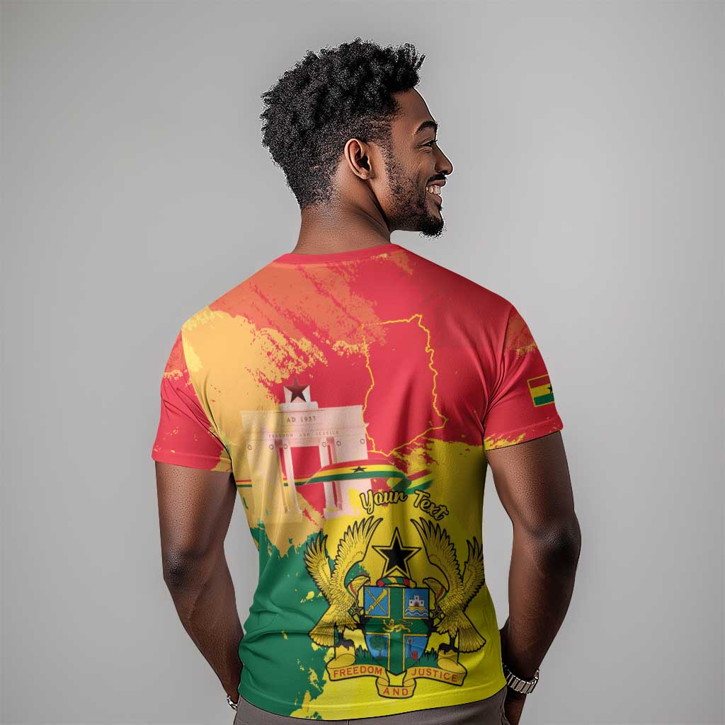 Personalized Ghana Republic Day T shirt Black Star Square - Grunge Style