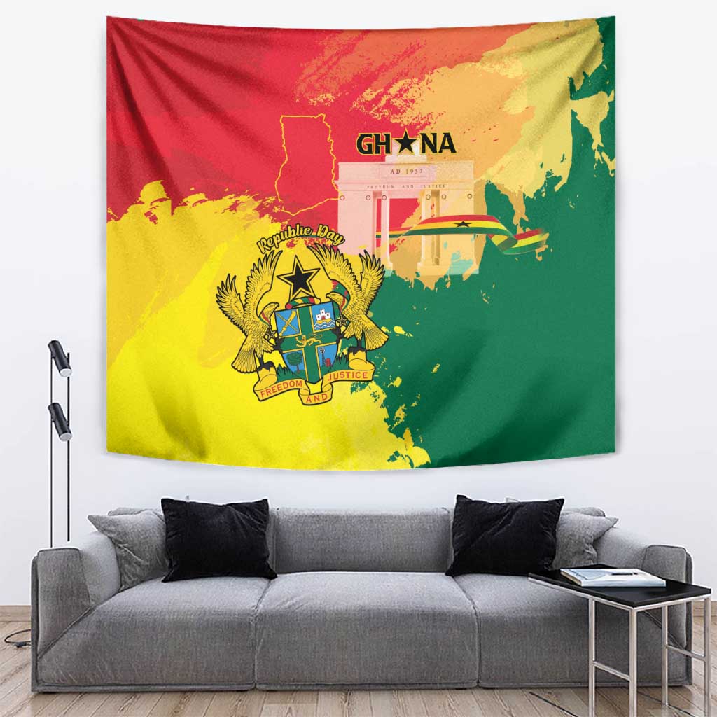 Ghana Republic Day Tapestry Black Star Square - Grunge Style