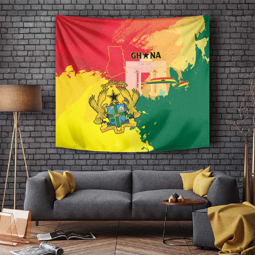 Ghana Republic Day Tapestry Black Star Square - Grunge Style