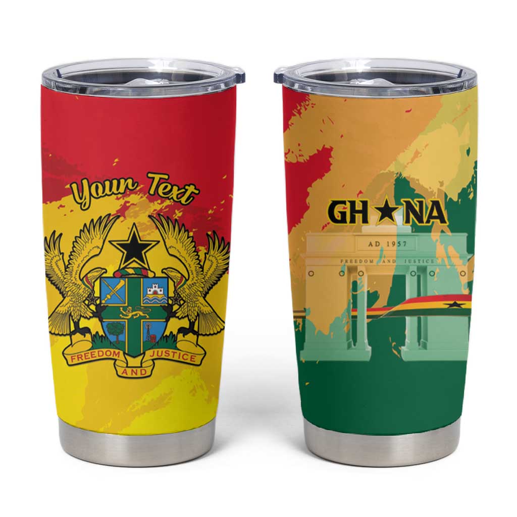 Personalized Ghana Republic Day Tumbler Cup Black Star Square - Grunge Style