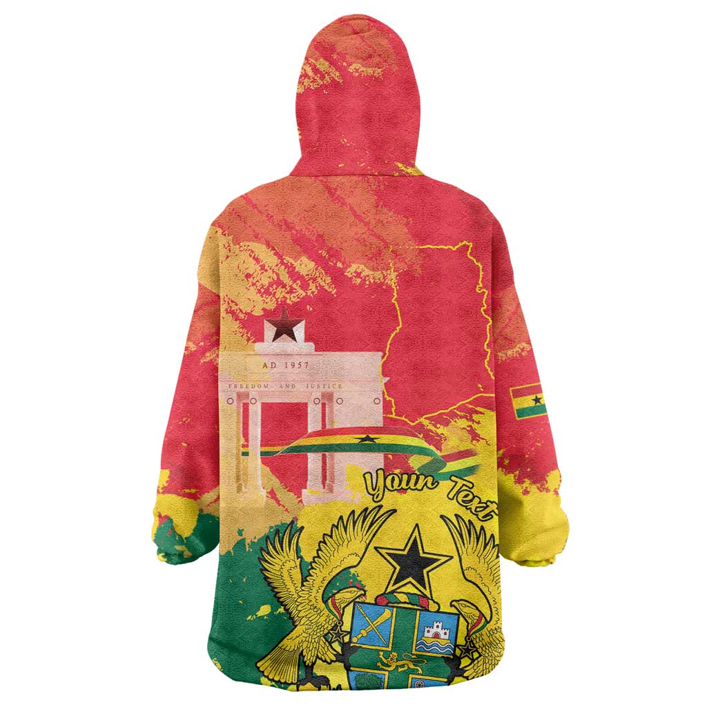 Personalized Ghana Republic Day Wearable Blanket Hoodie Black Star Square - Grunge Style