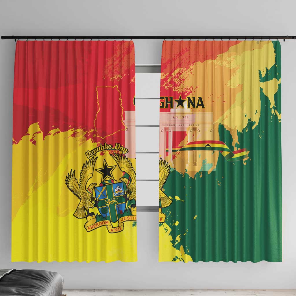 Ghana Republic Day Window Curtain Black Star Square - Grunge Style