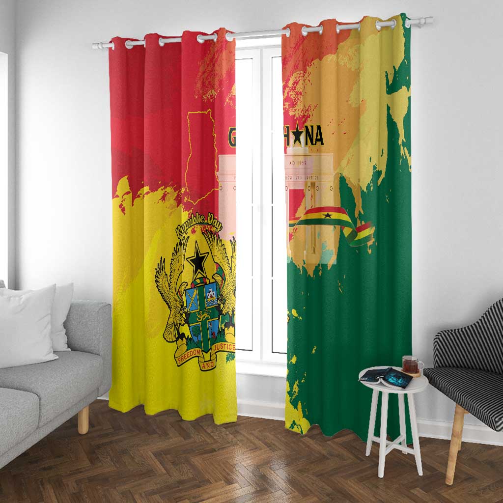 Ghana Republic Day Window Curtain Black Star Square - Grunge Style