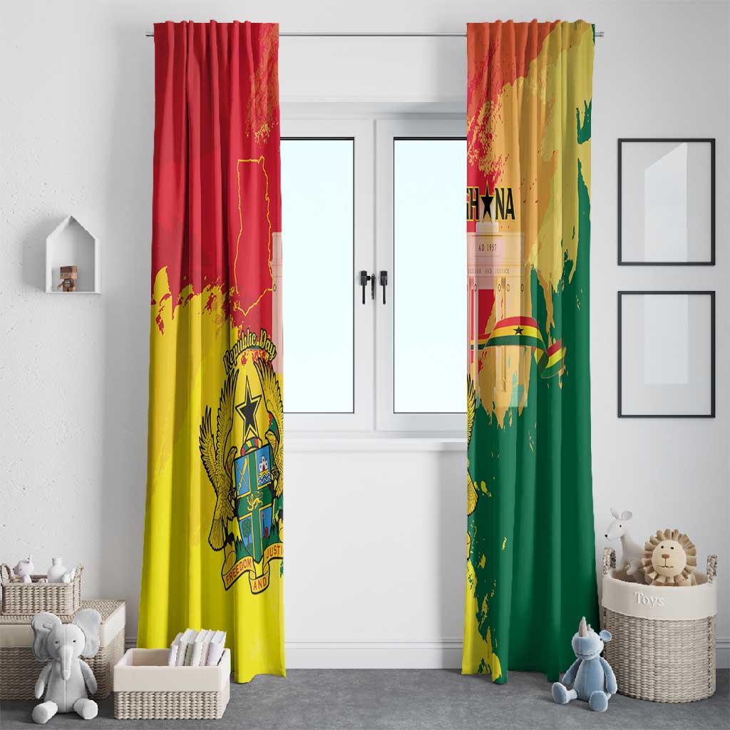 Ghana Republic Day Window Curtain Black Star Square - Grunge Style