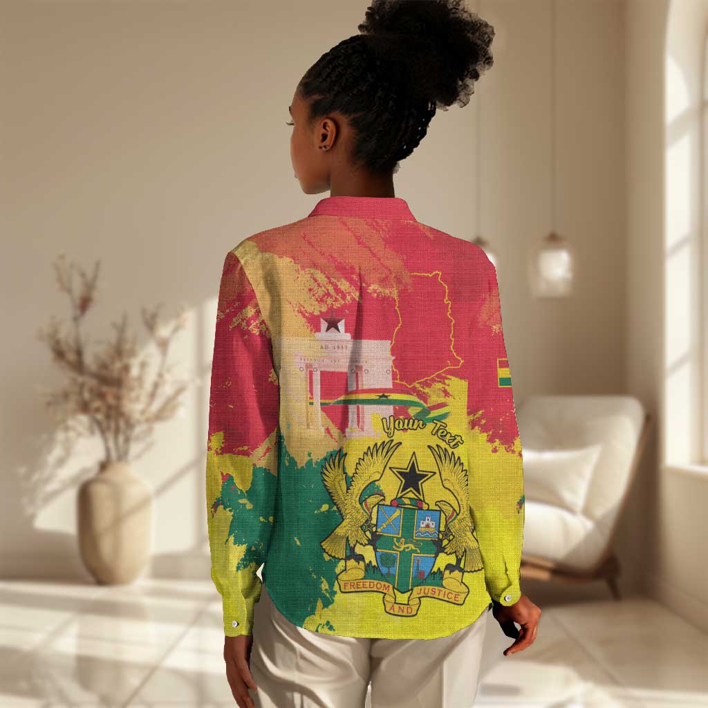 Personalized Ghana Republic Day Women Casual Shirt Black Star Square - Grunge Style