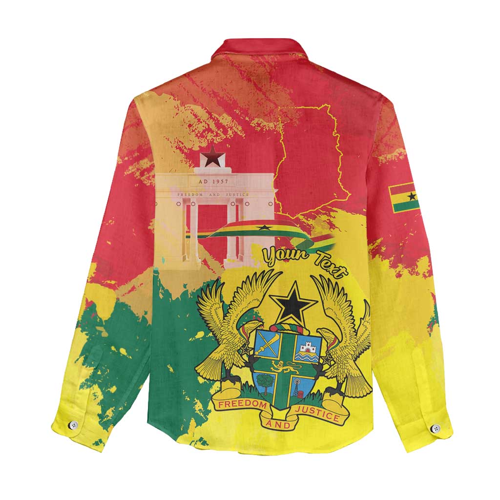 Personalized Ghana Republic Day Women Casual Shirt Black Star Square - Grunge Style