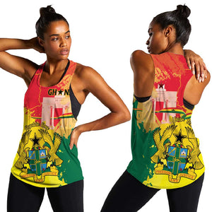 Personalized Ghana Republic Day Women Racerback Tank Black Star Square - Grunge Style