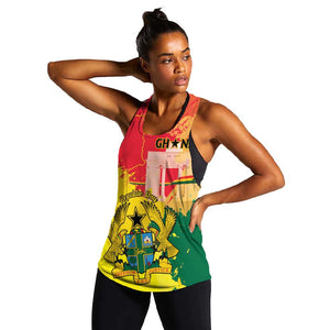 Personalized Ghana Republic Day Women Racerback Tank Black Star Square - Grunge Style