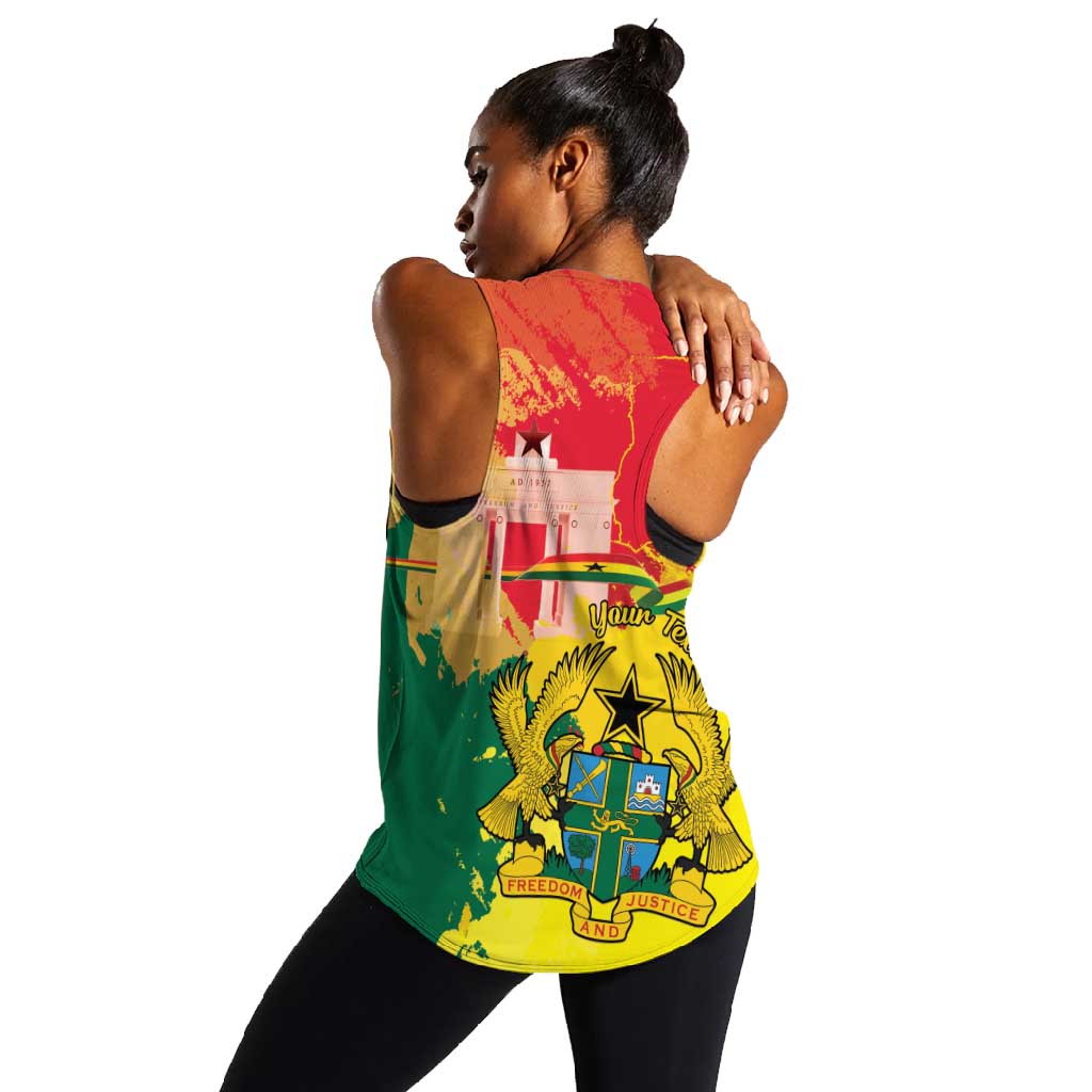Personalized Ghana Republic Day Women Racerback Tank Black Star Square - Grunge Style