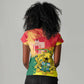 Personalized Ghana Republic Day Women V-Neck T-Shirt Black Star Square - Grunge Style