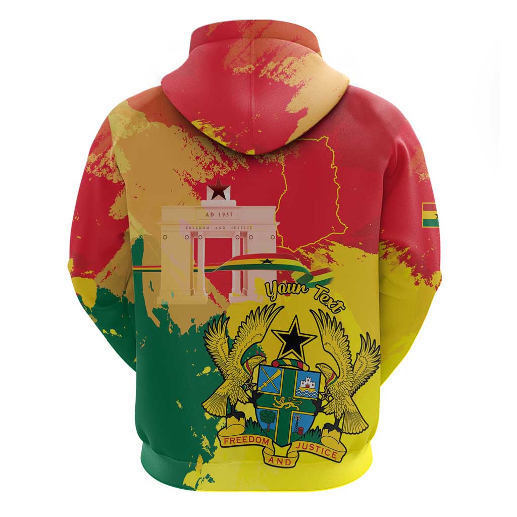 Personalized Ghana Republic Day Zip Hoodie Black Star Square - Grunge Style