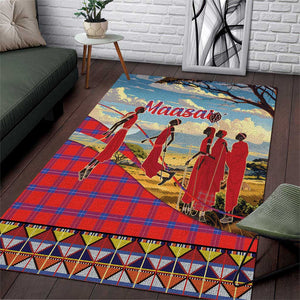 Maasai Adumu Dance Area Rug Shuka Pattern - Kenya Safari