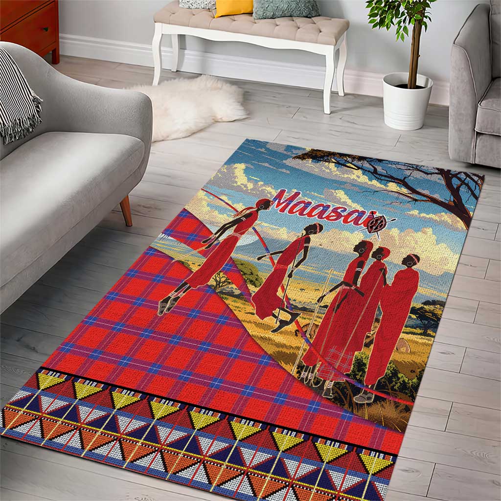 Maasai Adumu Dance Area Rug Shuka Pattern - Kenya Safari