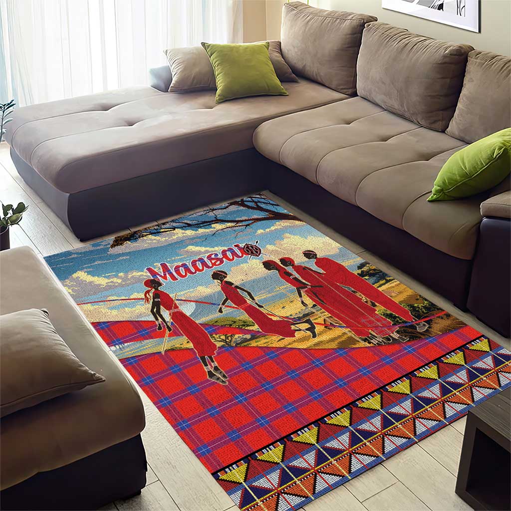Maasai Adumu Dance Area Rug Shuka Pattern - Kenya Safari