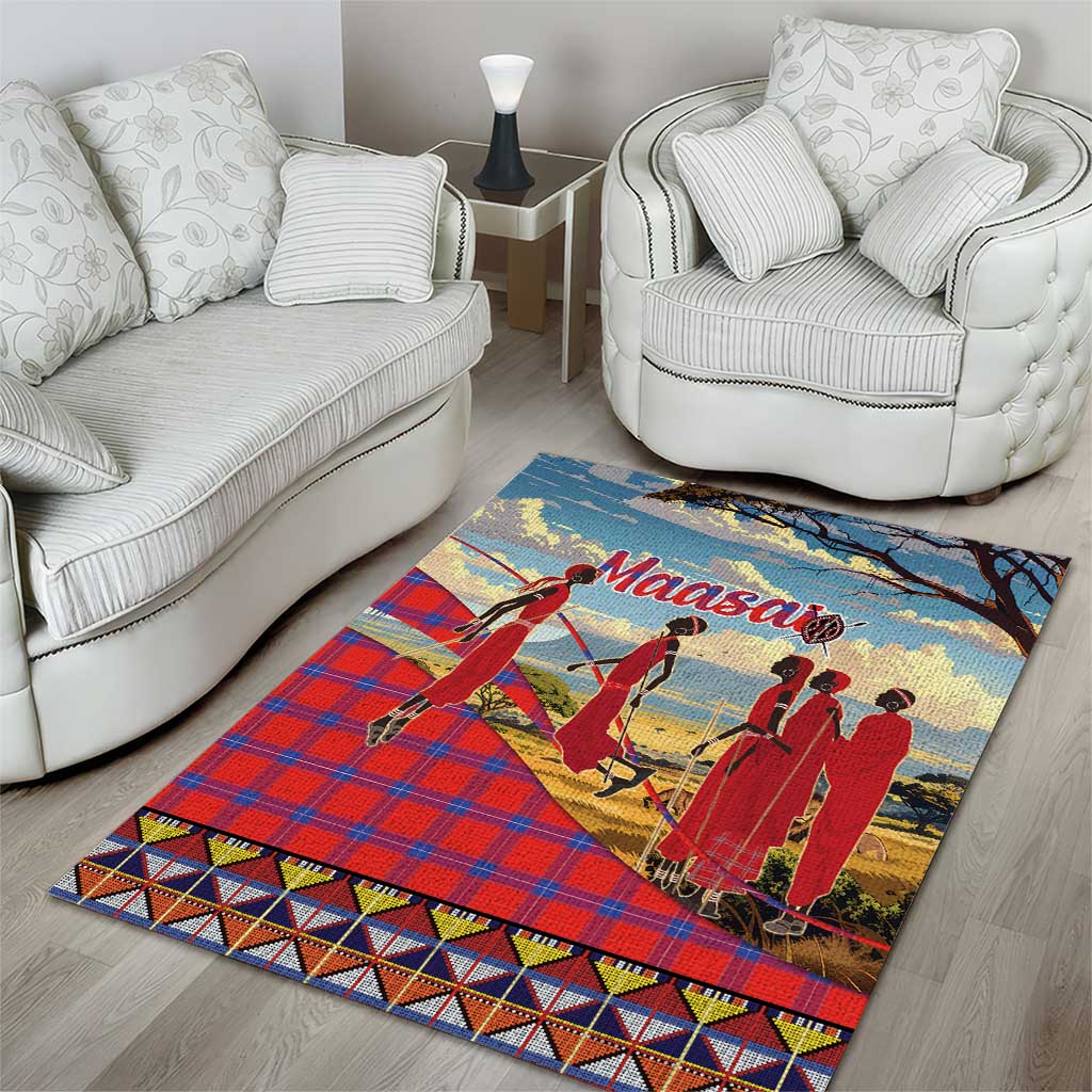 Maasai Adumu Dance Area Rug Shuka Pattern - Kenya Safari