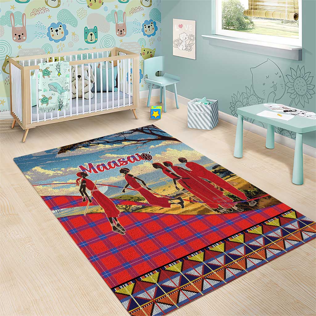 Maasai Adumu Dance Area Rug Shuka Pattern - Kenya Safari