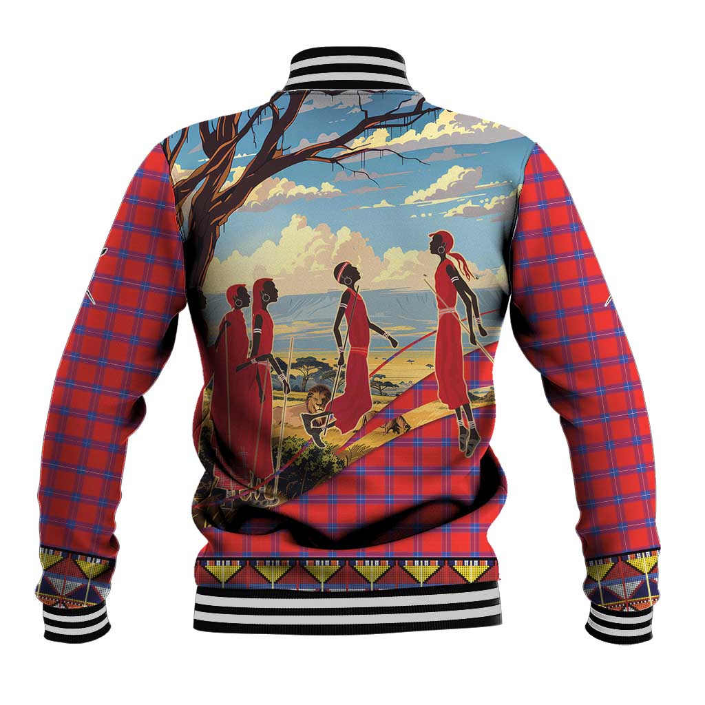 Maasai Adumu Dance Baseball Jacket Shuka Pattern - Kenya Safari