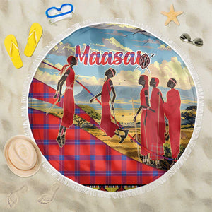 Maasai Adumu Dance Beach Blanket Shuka Pattern - Kenya Safari