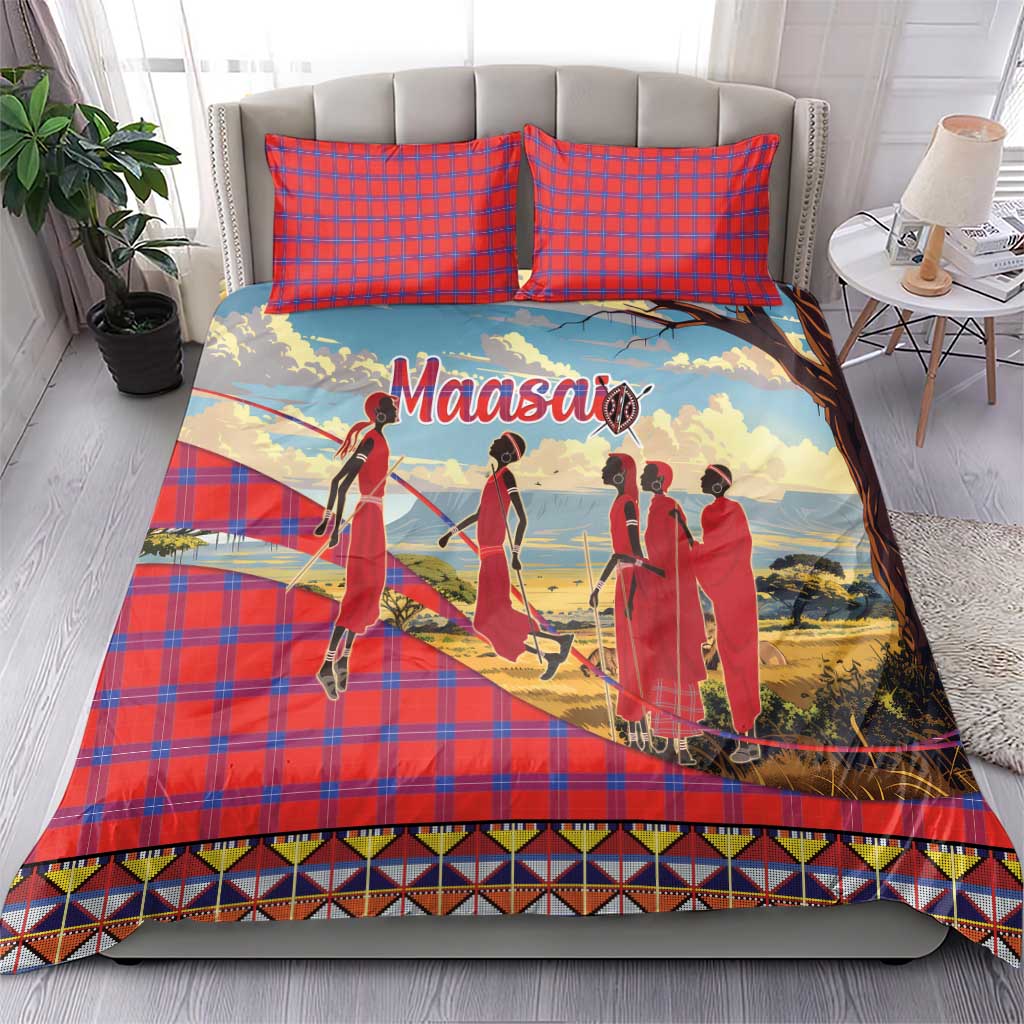 Maasai Adumu Dance Bedding Set Shuka Pattern - Kenya Safari