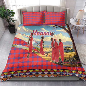 Maasai Adumu Dance Bedding Set Shuka Pattern - Kenya Safari