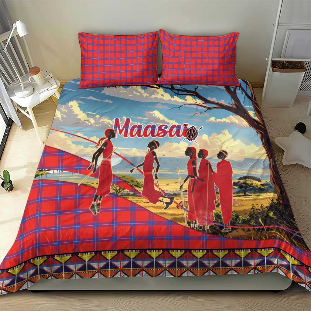 Maasai Adumu Dance Bedding Set Shuka Pattern - Kenya Safari