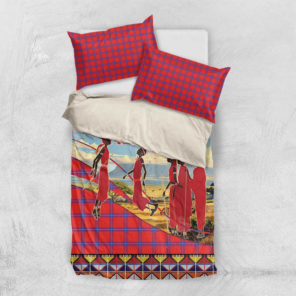 Maasai Adumu Dance Bedding Set Shuka Pattern - Kenya Safari