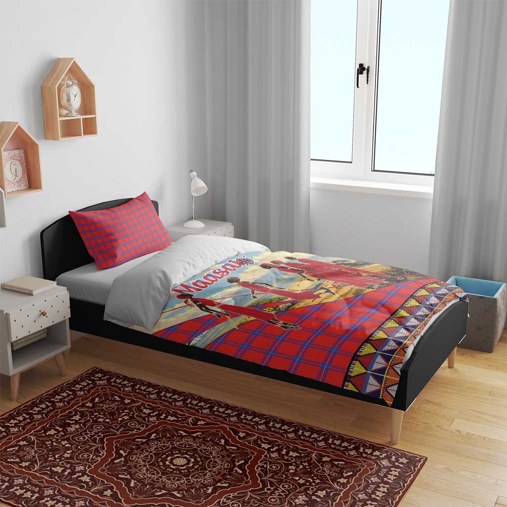 Maasai Adumu Dance Bedding Set Shuka Pattern - Kenya Safari
