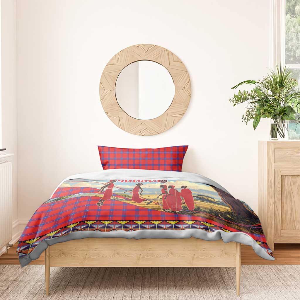 Maasai Adumu Dance Bedding Set Shuka Pattern - Kenya Safari