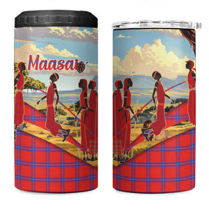 Maasai Adumu Dance 4 in 1 Can Cooler Tumbler Shuka Pattern - Kenya Safari