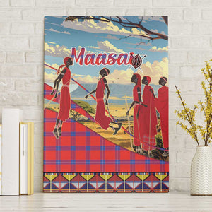 Maasai Adumu Dance Canvas Wall Art Shuka Pattern - Kenya Safari