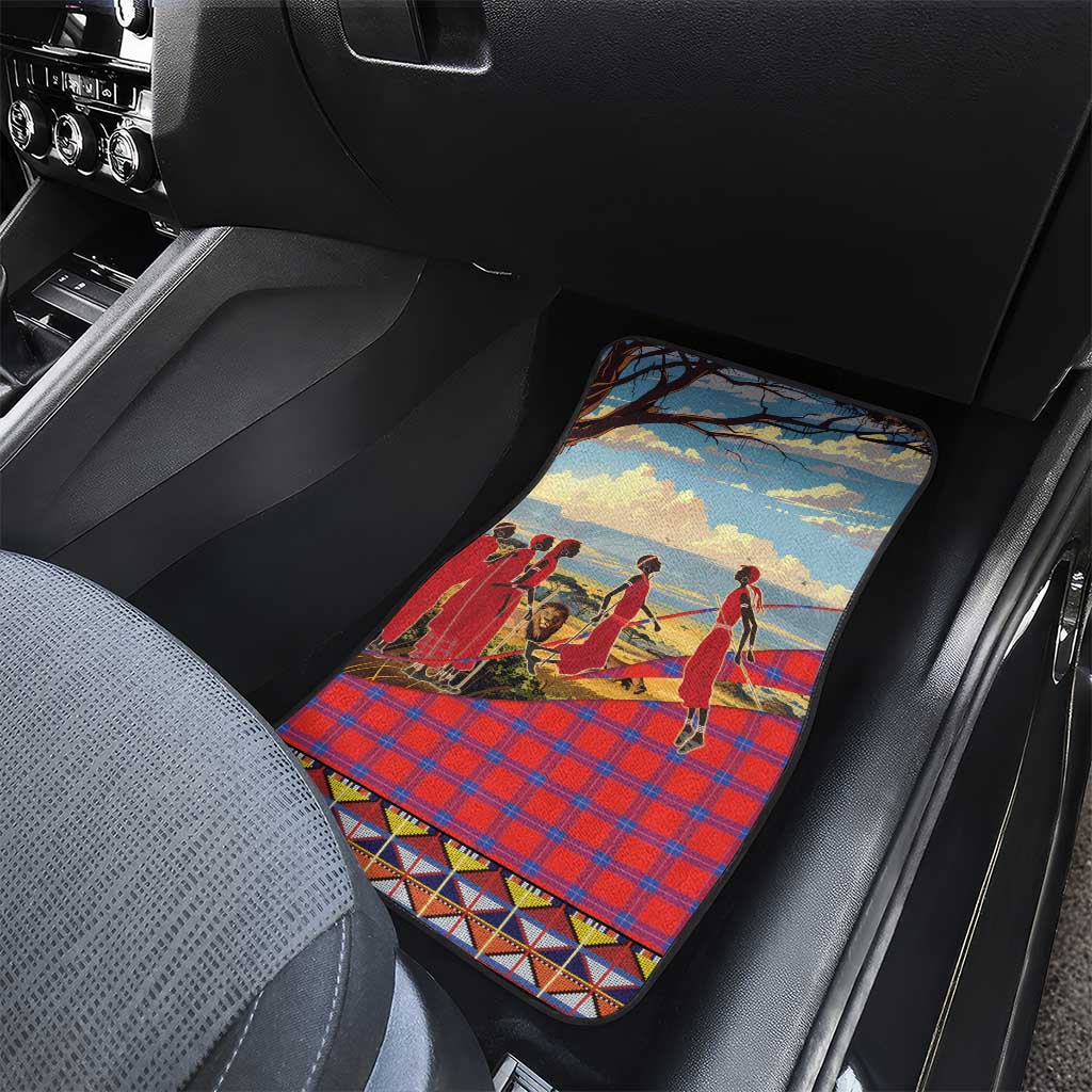 Maasai Adumu Dance Car Mats Shuka Pattern - Kenya Safari