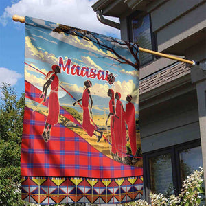 Maasai Adumu Dance Garden Flag Shuka Pattern - Kenya Safari