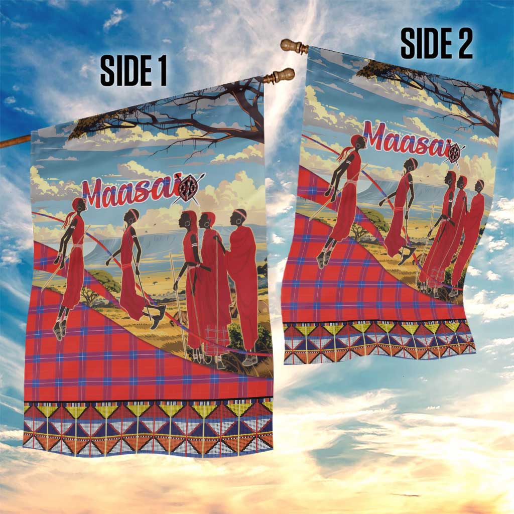 Maasai Adumu Dance Garden Flag Shuka Pattern - Kenya Safari