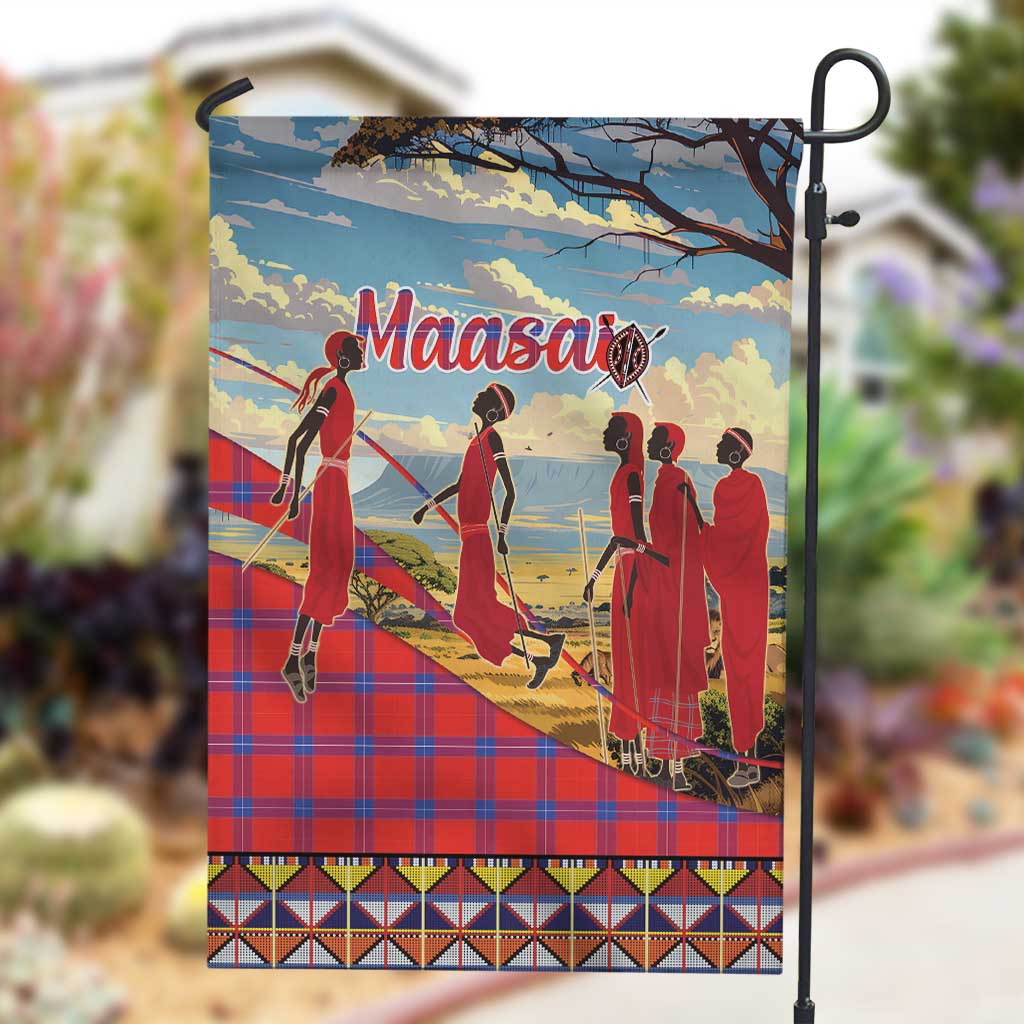 Maasai Adumu Dance Garden Flag Shuka Pattern - Kenya Safari