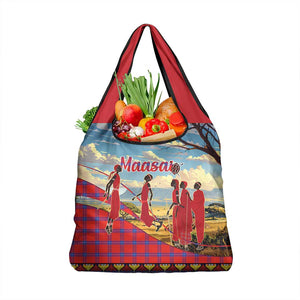 Maasai Adumu Dance Grocery Bag Shuka Pattern - Kenya Safari