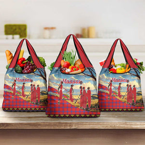 Maasai Adumu Dance Grocery Bag Shuka Pattern - Kenya Safari
