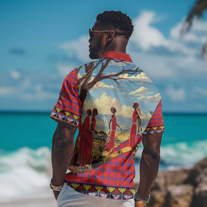 Maasai Adumu Dance Hawaiian Shirt Shuka Pattern - Kenya Safari
