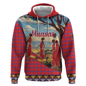 Maasai Adumu Dance Hoodie Shuka Pattern - Kenya Safari