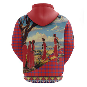 Maasai Adumu Dance Hoodie Shuka Pattern - Kenya Safari