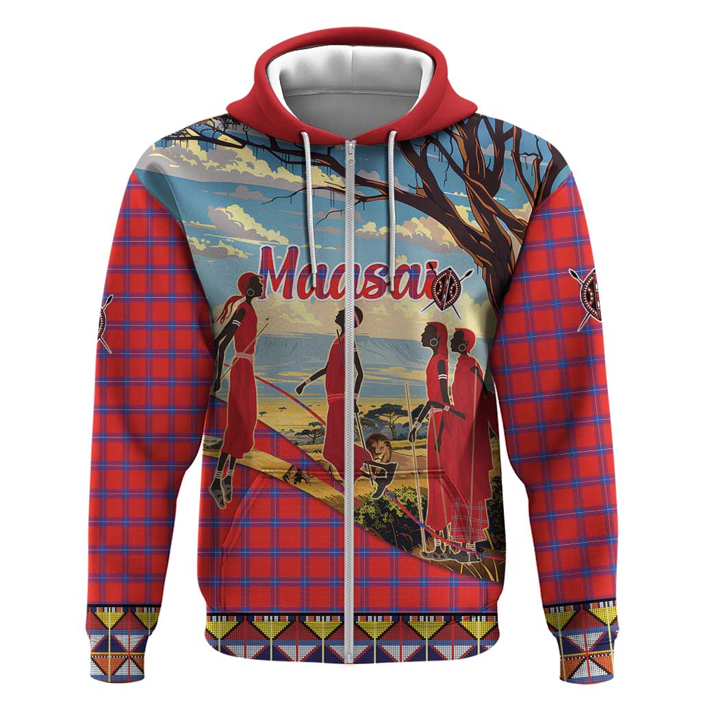 Maasai Adumu Dance Hoodie Shuka Pattern - Kenya Safari