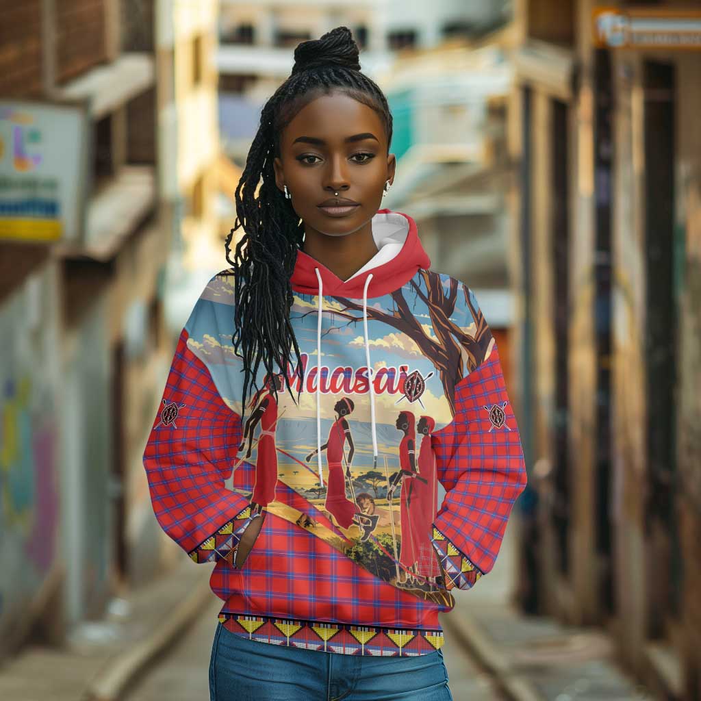 Maasai Adumu Dance Hoodie Shuka Pattern - Kenya Safari